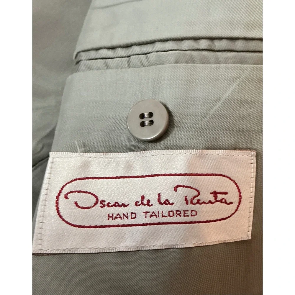 Oscar de la Renta Mens Navy Blue Wool Blend Blazer Sport Coat Staple Piece SzR40